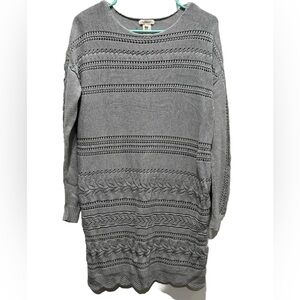 Sundance Catalog Dress Womens Medium Crochet Cottagecore Gray Knit Tunic
